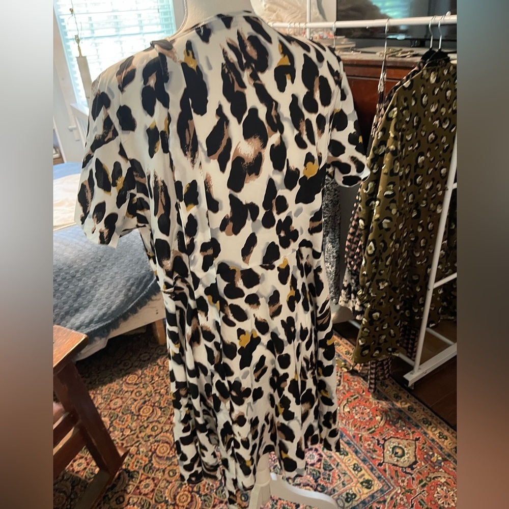 SHEIN Plus Allover Print Self Tie A-line Dress in Animal Print Leopard 0XL 12 - Picture 7 of 13